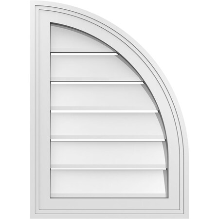 Ekena Millwork Quarter Round Top Right Surface Mount PVC Gable Vent w/ 2"W x 1-1/2"P Brickmould Frame, 16"W x 22"H GVPQR16X2202SF